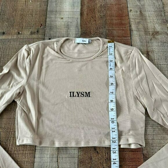 Adika tan longsleeve Ilysm crop top women's medium - Picture 5 of 7